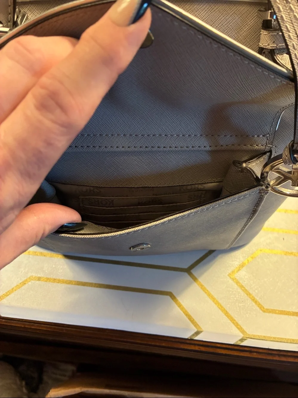 EUC Michael Kors Taupe Saffiano Leather Tote with MK Charm